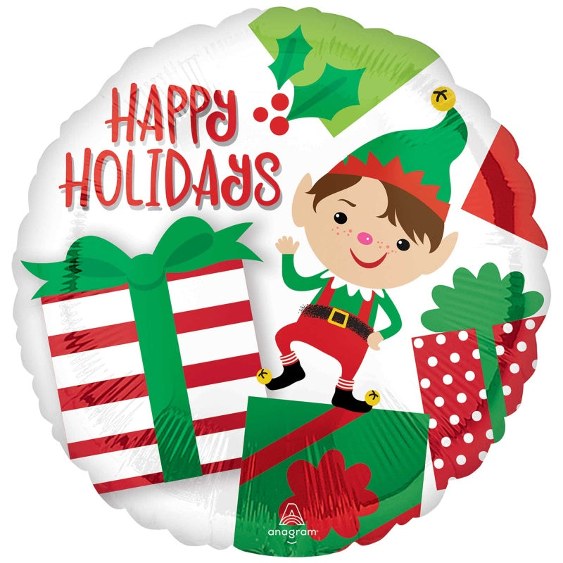 Foil Balloon 45cm(18") Happy Holidays Adorable Elf