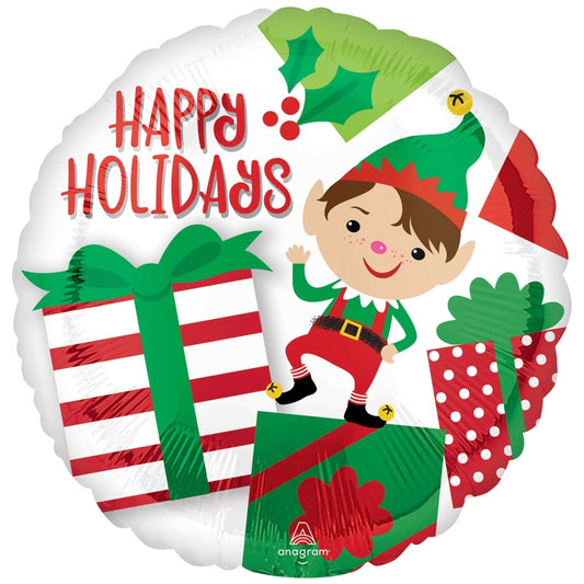 Foil Balloon 45cm(18") Happy Holidays Adorable Elf