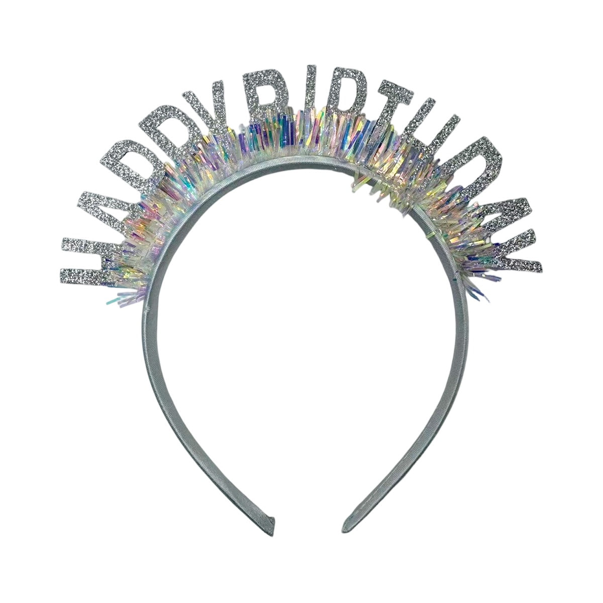 Happy Birthday Silver Foil Headband Glitter Party Tiara 1 Pack