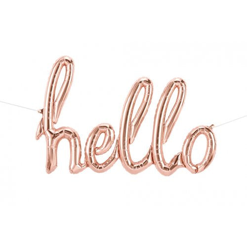 Script Word Foil Balloon Rose Gold Hello