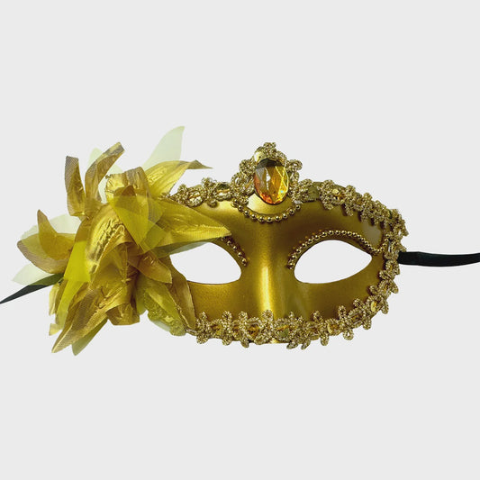 Carnival Mask – Gold Plastic Masquerade Party Mask (10.5 x 18cm) – Pack of 1