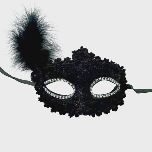 Carnival Mask – Black Plastic Masquerade Party Mask (10.5 x 18cm) – Pack of 1