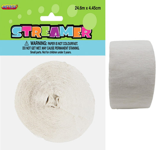 Crepe Streamer Bright White 24m (81ft) Pack of 1