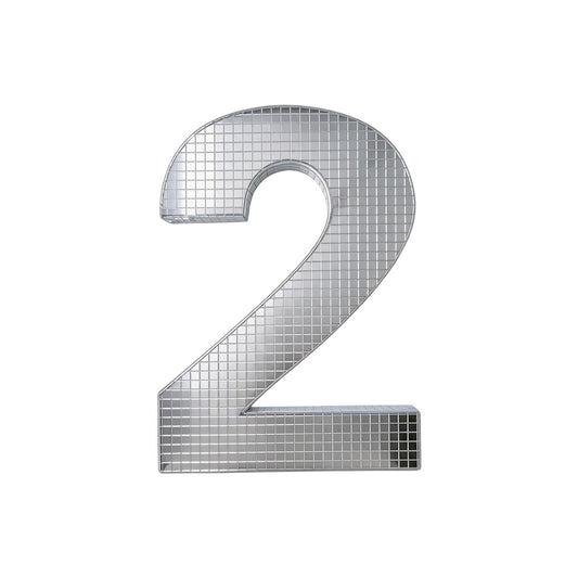 20cm Disco Number 2 Decoration Silver Mirror Party Birthday Anniversary