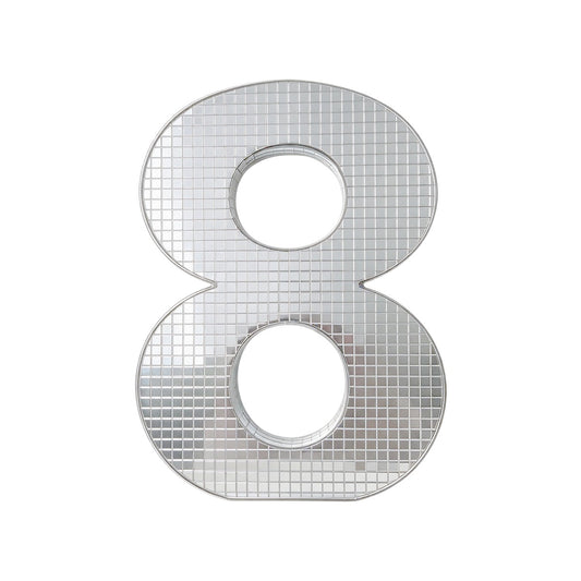 20cm Disco Number 8 Decoration Silver Mirror Party Birthday Anniversary