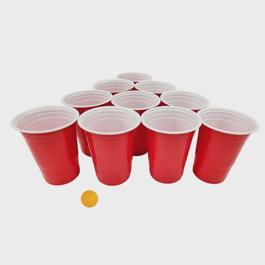 Beer Pong Game Set – 24 Reusable Red Cups (16oz) & 24 Pong Balls