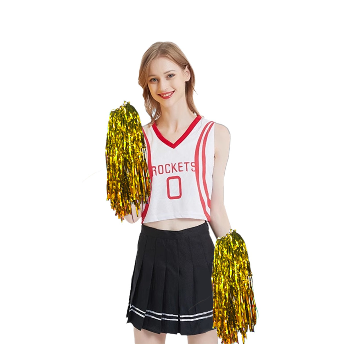 Gold Foil Pom Poms 23cm Pack of 2