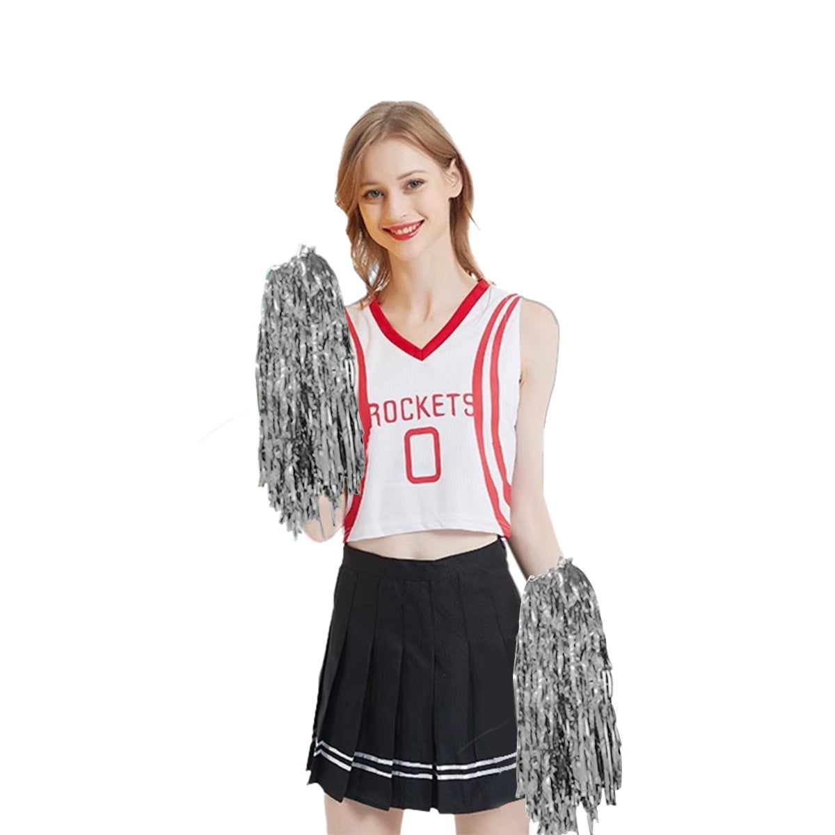 Silver Foil Pom Poms 31cm Pack of 2