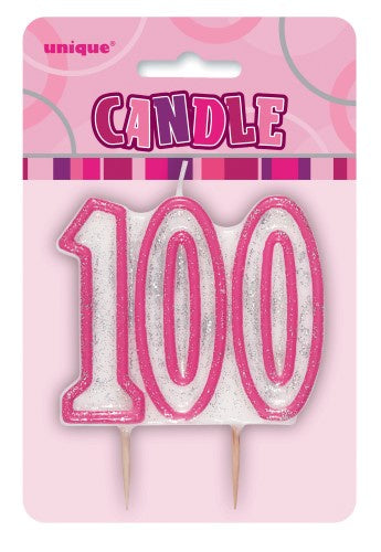 Glitz Pink Number Candle 100