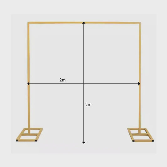 Square Gold Backdrop Arch Frame - 2m Metal Stand for Wedding, Party & Photo Booth Decor