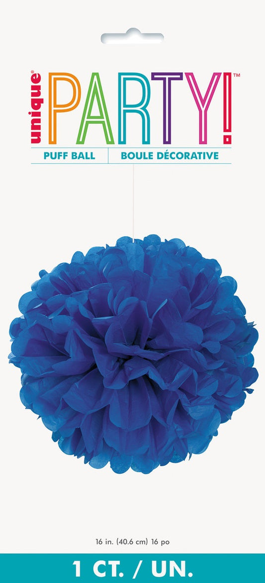 Royal Blue Paper Puff Ball Decoration 40cm