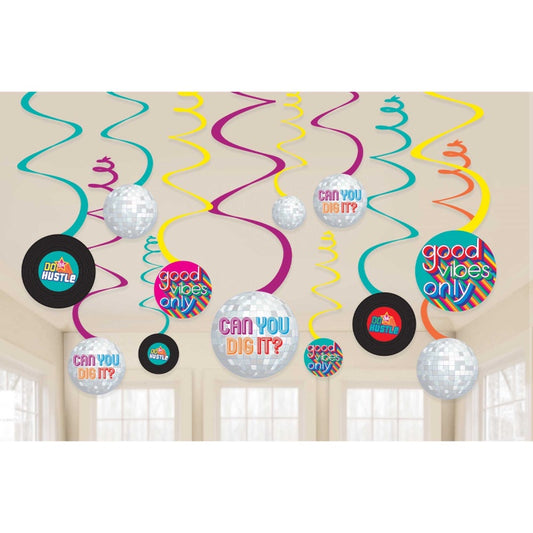 GOOD VIBES 70'S HANGING SWIRL DECORATIONS VALUE PACK