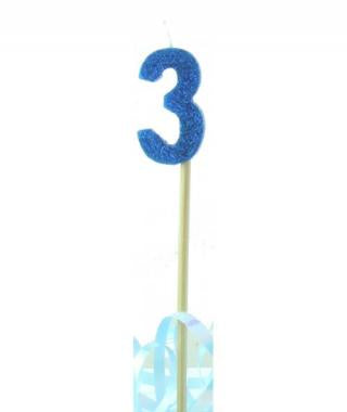 Blue Glitter Long Stick Candle #3