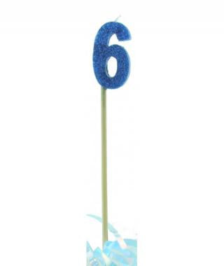 Blue Glitter Long Stick Candle #6