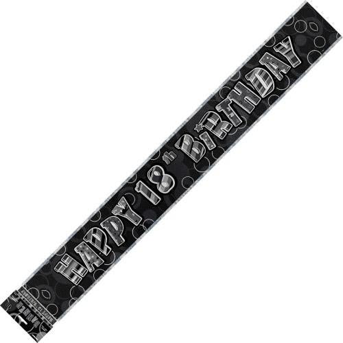 Glitz Black And Silver Foil Banner 18th Birthday