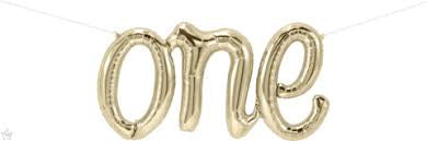 Script One White Gold Foil Balloon 30"