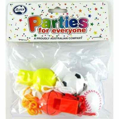 SPORTS WHISTLES ON KEYRING PACK OF 4