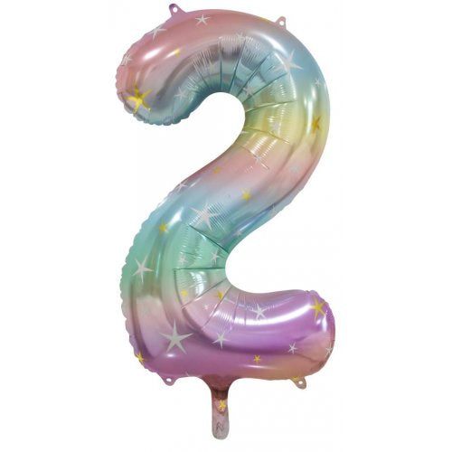 34"(86CM) Decrotex Foil Balloon NUMBER Pastel Rainbow #2