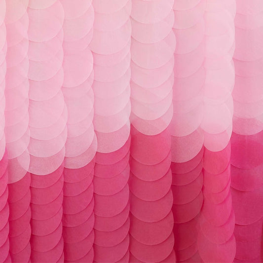 Pink Ombre Tissue Paper Backdrop - 200cm x 200cm Disc Garland for Wedding, Party & Photo Booth Decor