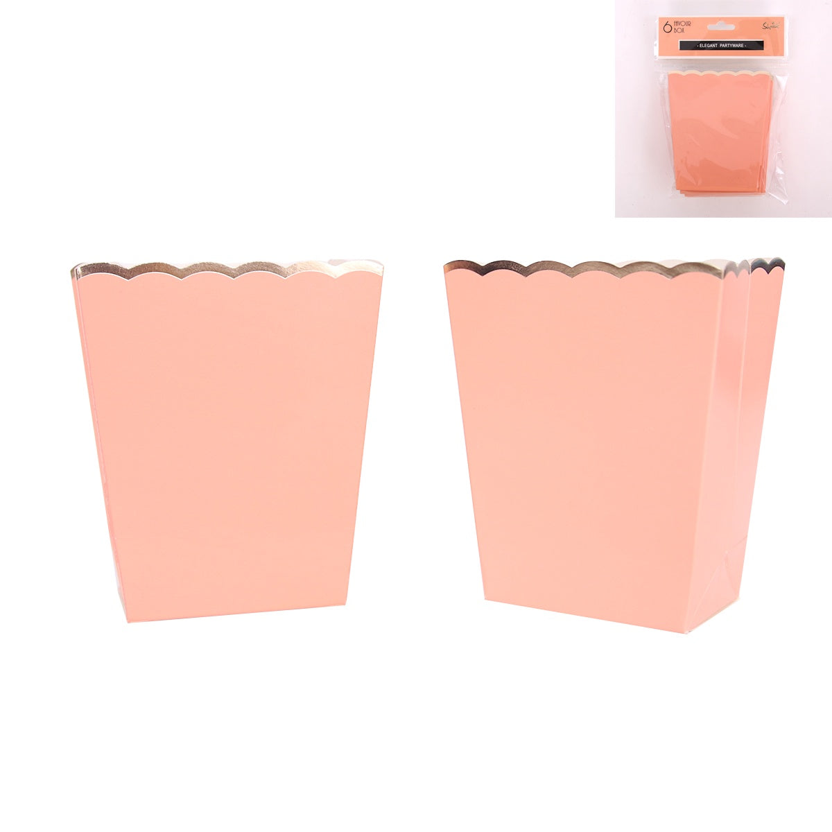 6pk Coral Favour Box - 11cm Long & 9.5cm Wide (top)
