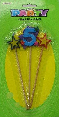 3 PIECE NUMBER CANDLE SET '5'