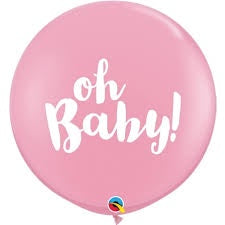 3ft Balloon Print Pink Oh Baby Pack Of 2