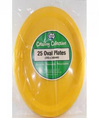 Oval Plates Yellow Pack Of 25