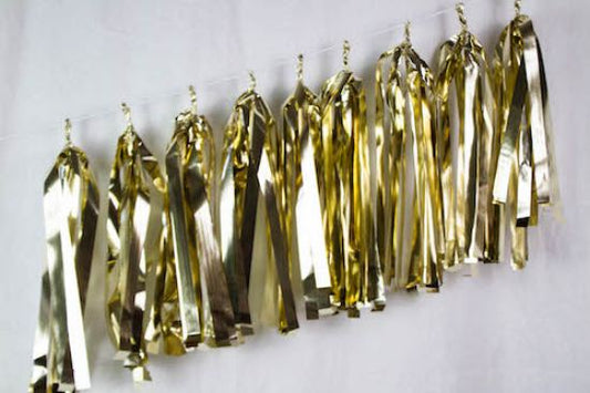 Balloon Tassels Metallic White Gold Pack Of 9