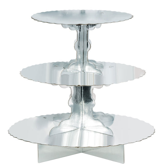 Silver 3 Tier Cupcake Stand 29cm