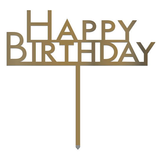Acrylic HAPPY BIRTHDAY Cake Pick Gold