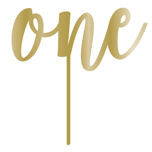 Acrylic 1st BIRTHDAY Cake Pick Gold