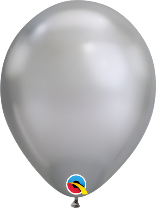 7in Chrome Silver Latex Balloons Pack of 100 Mini Party Decoration