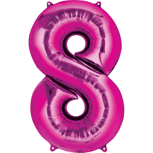 Large Foil Number Balloon 34"(86cm) Hot Pink 8