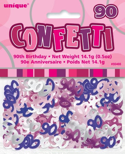 90TH Birthday Scatters Silver and Pink