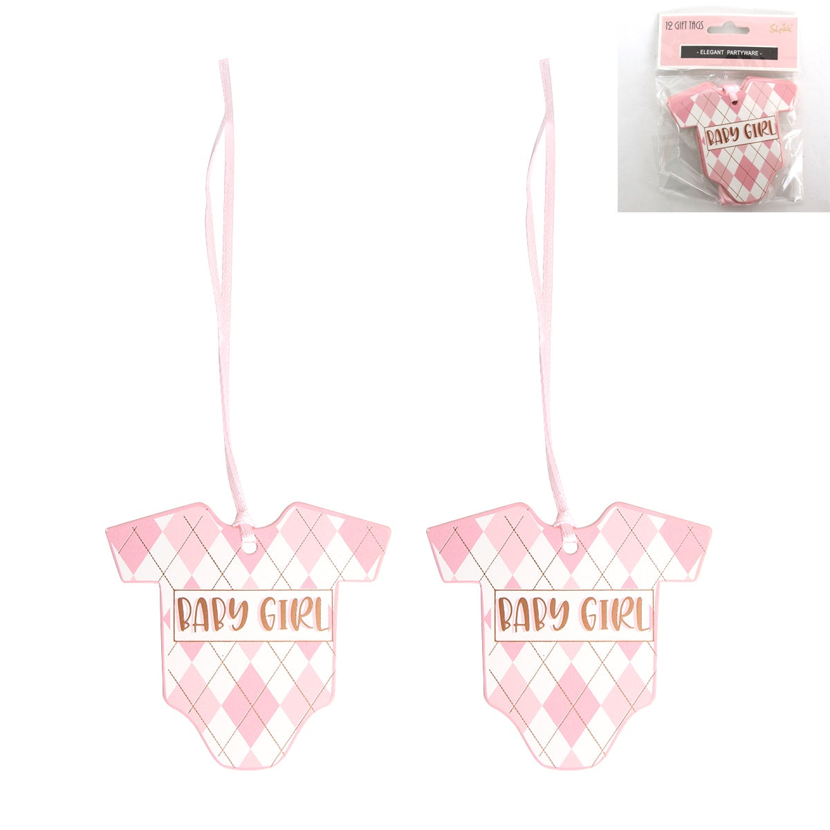 Baby Girl Tags Pack of 12