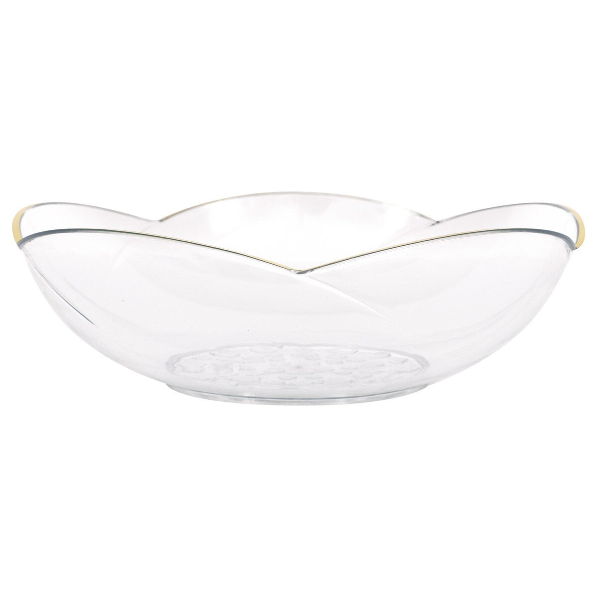 Scalloped Reusable Plastic Serving Bowl with Gold Foil Rim – 1.6L