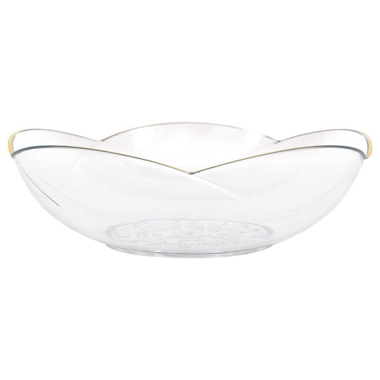 Scalloped Reusable Plastic Serving Bowl with Gold Foil Rim – 1.6L