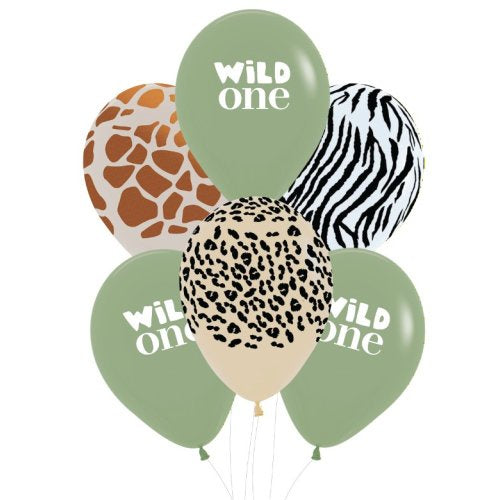 PickABunch Printed Wild One Latex Balloons 30cm 6 Pack