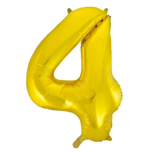 LARGE FOIL NUMBER BALLOON 34"(86CM) GOLD 4 ALPEN