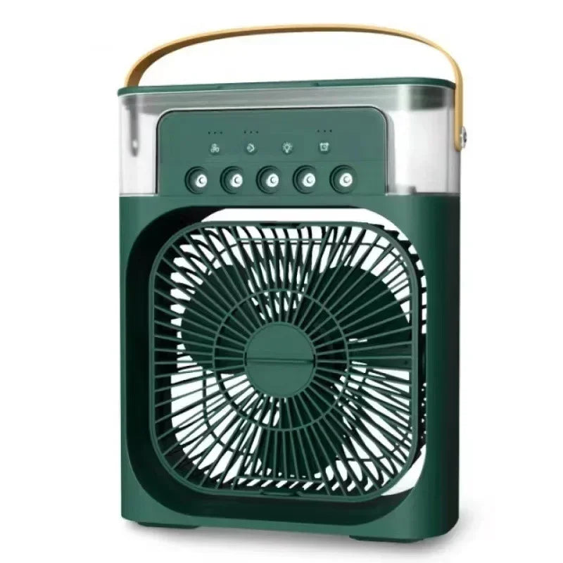 Cooling fan 3-in-1 portable desktop humidifier USB mini air conditioner night light mist suitable for home and office use