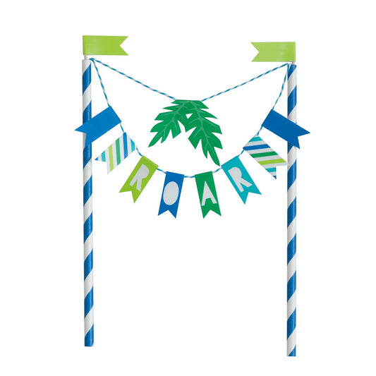 Blue And Green Dinosaur Roar Bunting Cake Topper 21cm