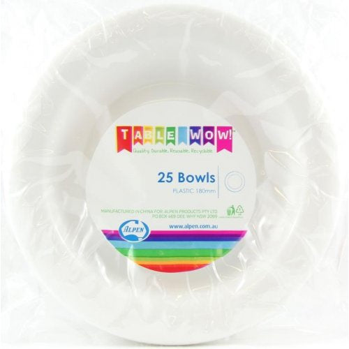 Plastic Bowl White Pack of 20