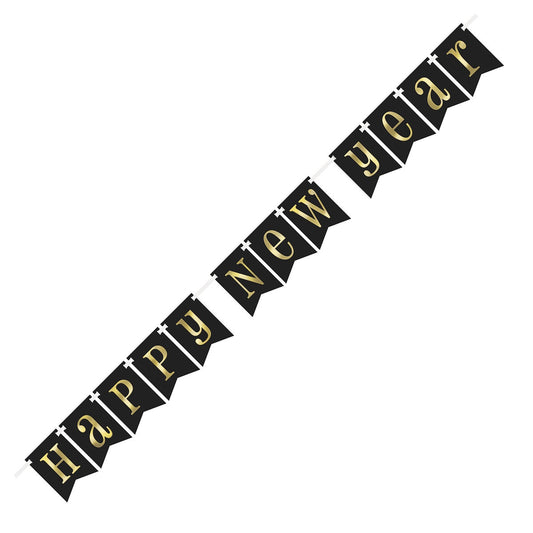 FOIL GOLD HAPPY NEW YEAR PENNANT BANNER 7"