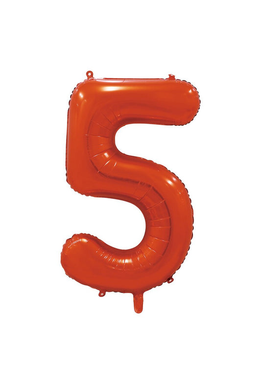 Orange "5" Numeral Foil Balloon 86cm (34")