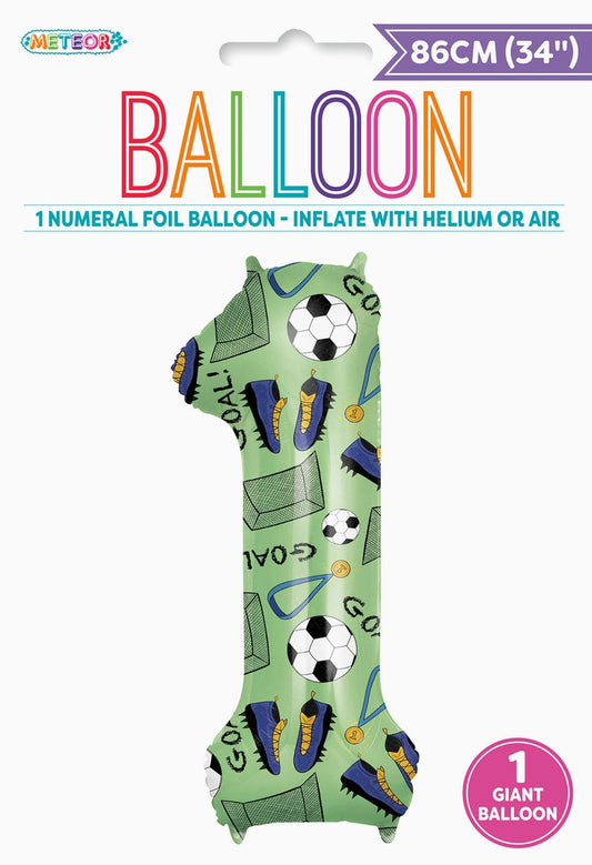 Soccer Number 1 Foil Balloon 86cm