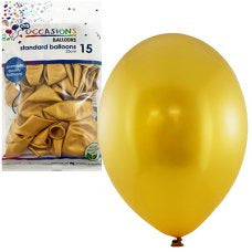 OCCASION BALLOONS METALLIC GOLD PACK 15 (25CM)