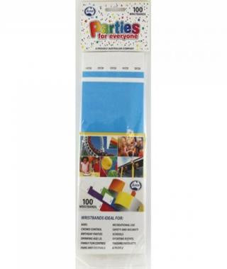 TYVEK WRISTBAND BRIGHT BLUE PACK OF 100