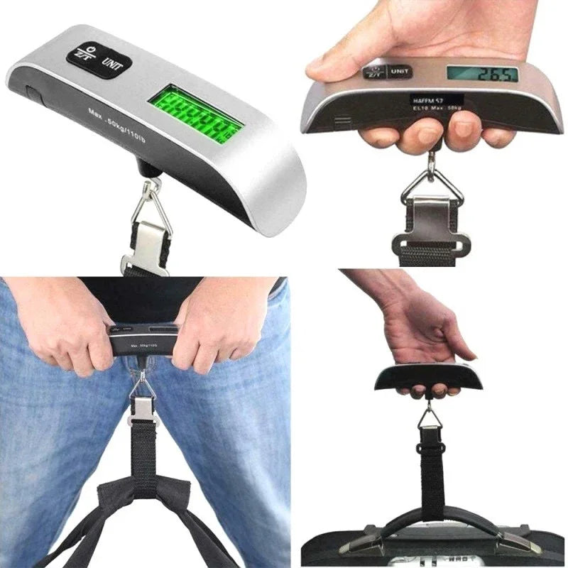 50kg/110lb Portable Digital Luggage Weight Scale LCD Display Pocket Electronic Suitcase Travel Scale Balance Baggage Weight Tool