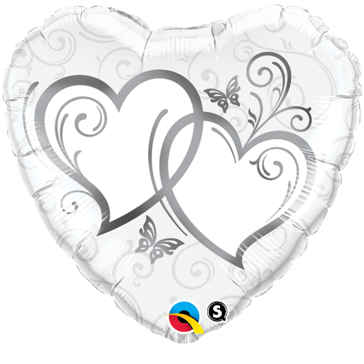 Entwined Silver Hearts Foil Balloon 18"