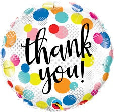 Round Thank You Dots Upon Dots Foil Balloon 18"